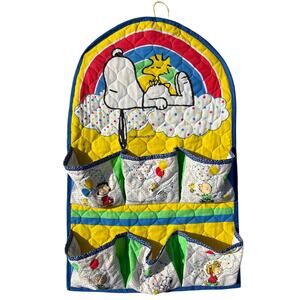 Peanuts Quilted Hanging Organizer in Yellow, Blue, Red, Green